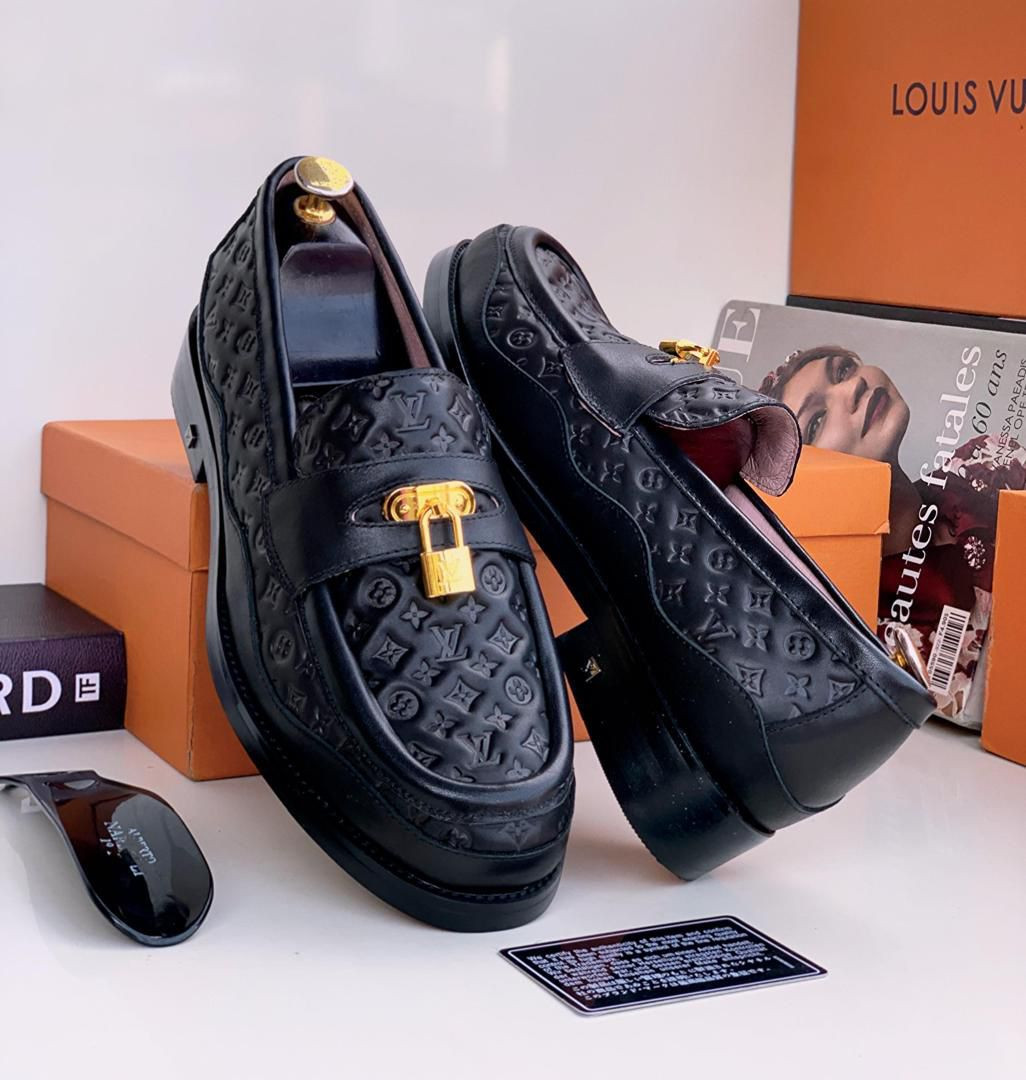 Black Patent Chunky Platform Loafers LV Buckle Lug Sole Embossed Monogram Streetwear Unisex Fashion Casual Shoes Louis Vuitton Inspired