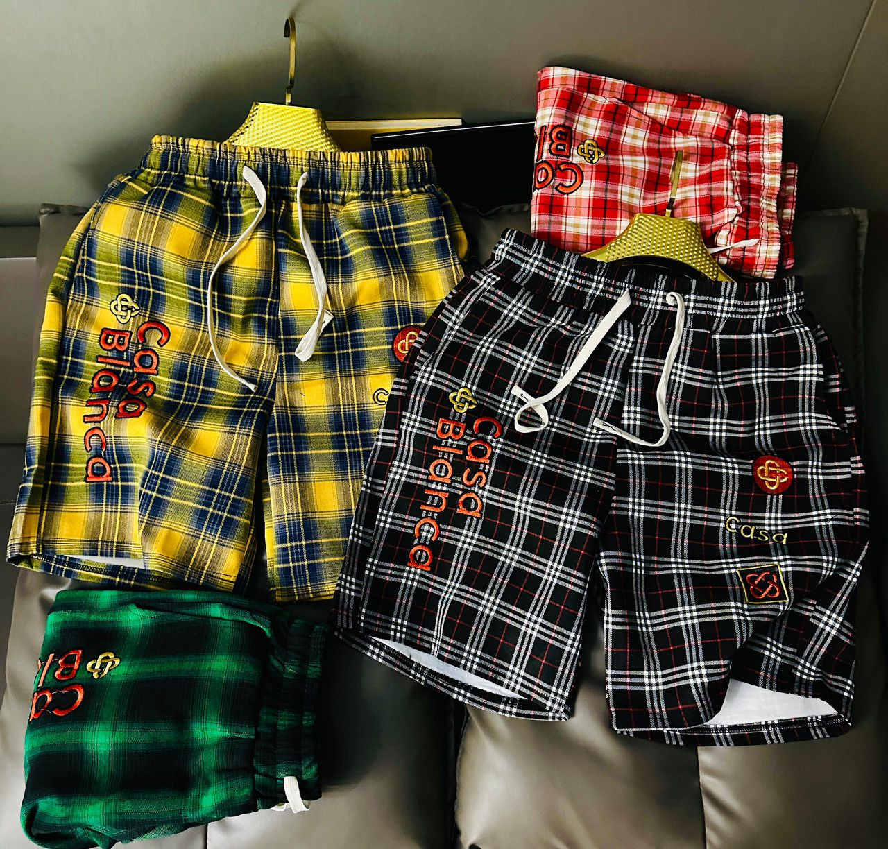 Sparkle Cross Plaid Cargo Shorts Oversized Drawstring Plaid Print Streetwear Shorts Unisex Hype Casual Summer Lounge Bottoms