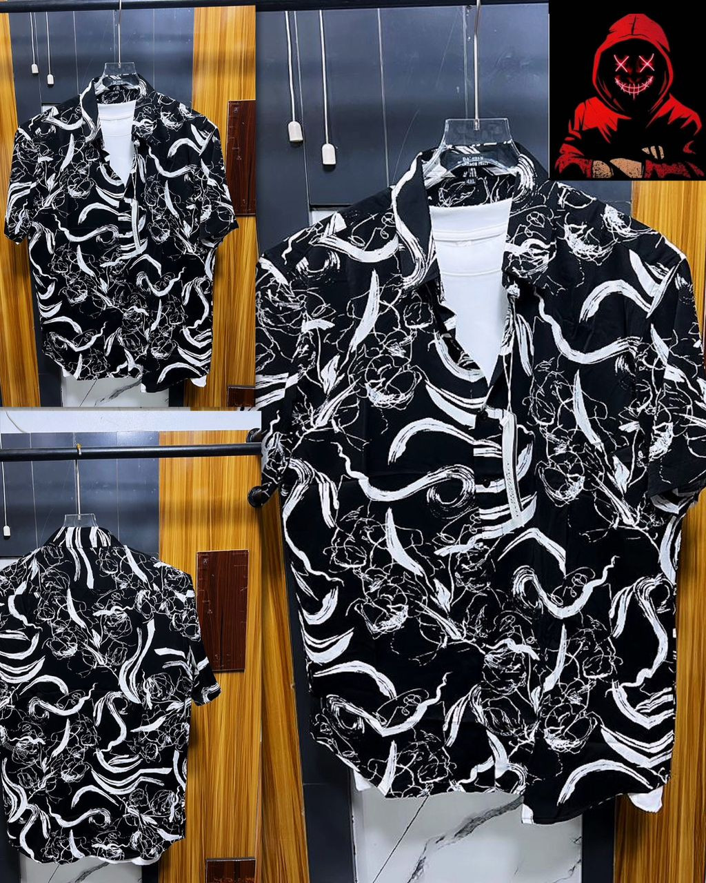 Black White Wavy Abstract Velvet Shirt Short Sleeve Button Up Plush Graphic Camp Collar Streetwear Casual Top DNZ Style