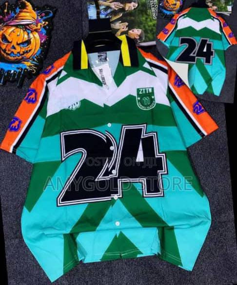 Custom Nigeria Super Eagles Inspired Polo Jersey Green White Chevron "24" Number Short Sleeve Streetwear Casual Top