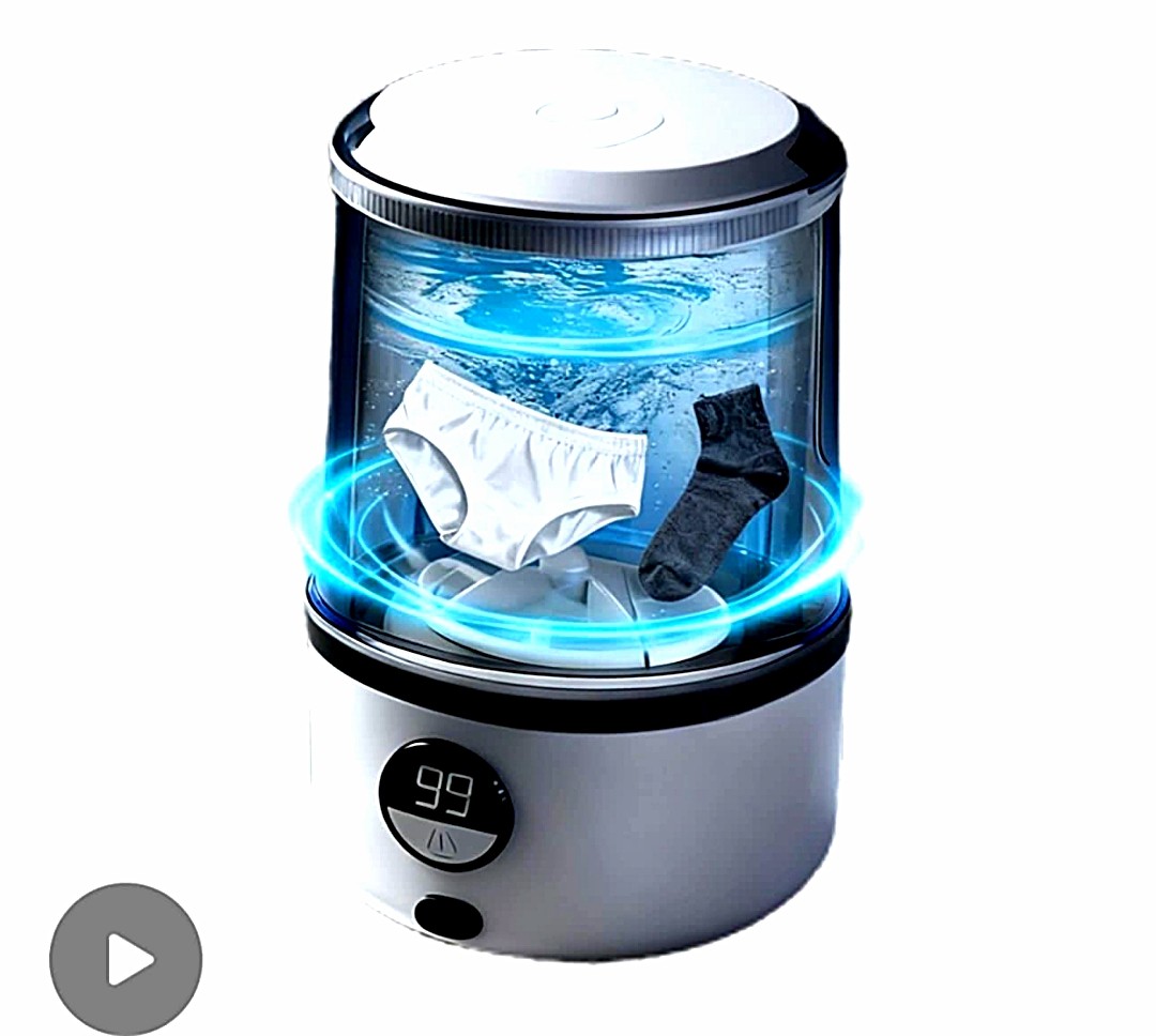 Portable Mini Washing Machine – Desktop Ultrasonic Turbo Washer for Underwear, Socks, and Baby Clothes – Compact Travel Laundry Bucket