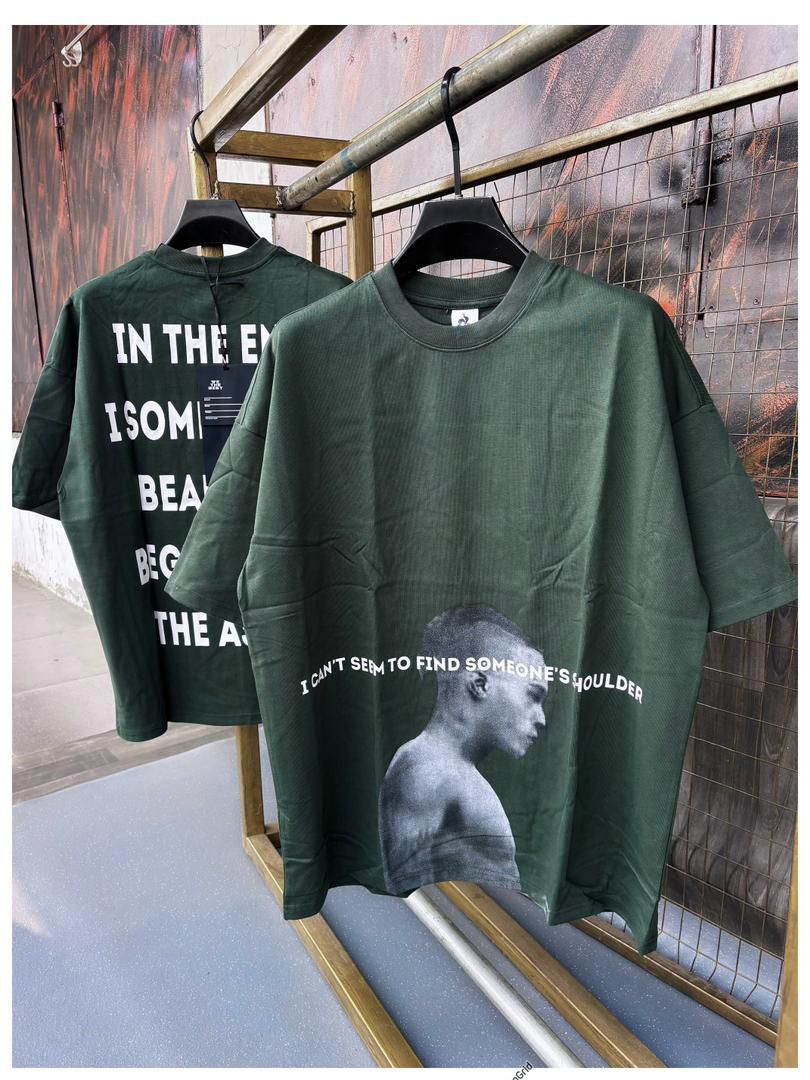 Oversized Green Graphic Tee - XXXTENTACION Inspired 'Someone's Shoulder' Lyrics Print Unisex Streetwear