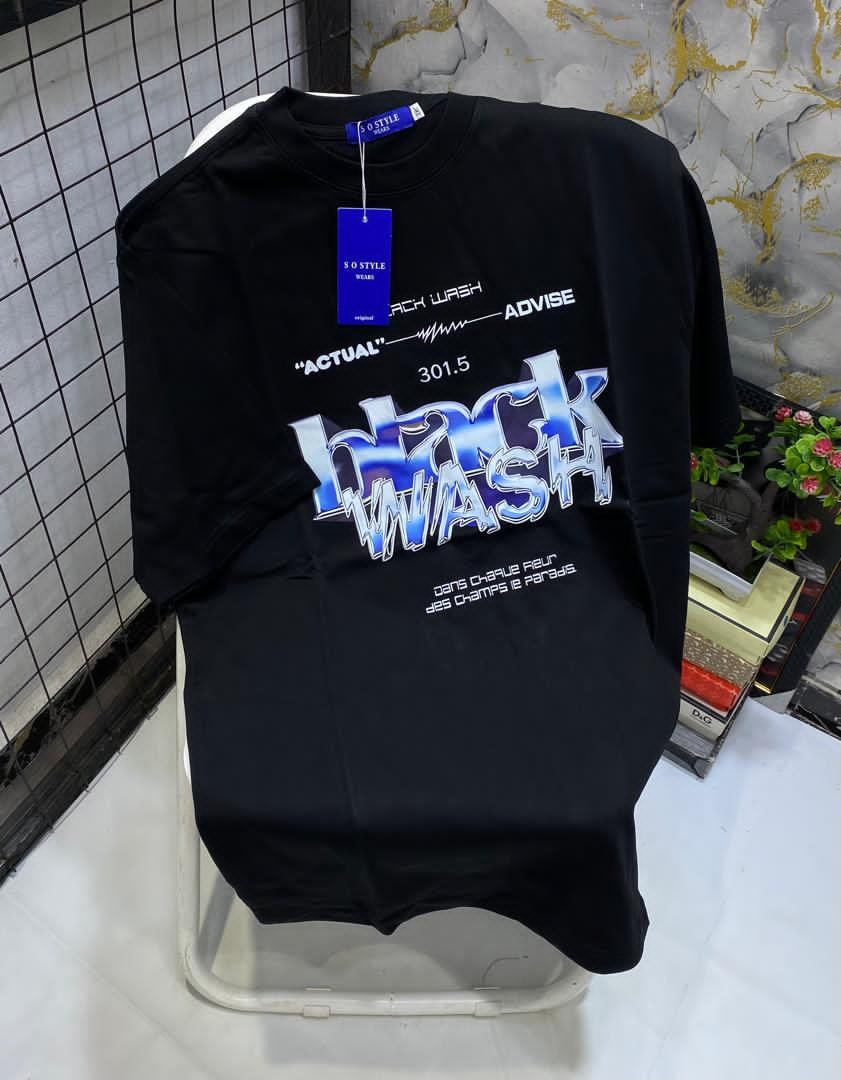 Oversized Tee Black Wash Dripping Graffiti Actual Jack Wash Advise Slogan Streetwear Unisex Hype Casual Shirt