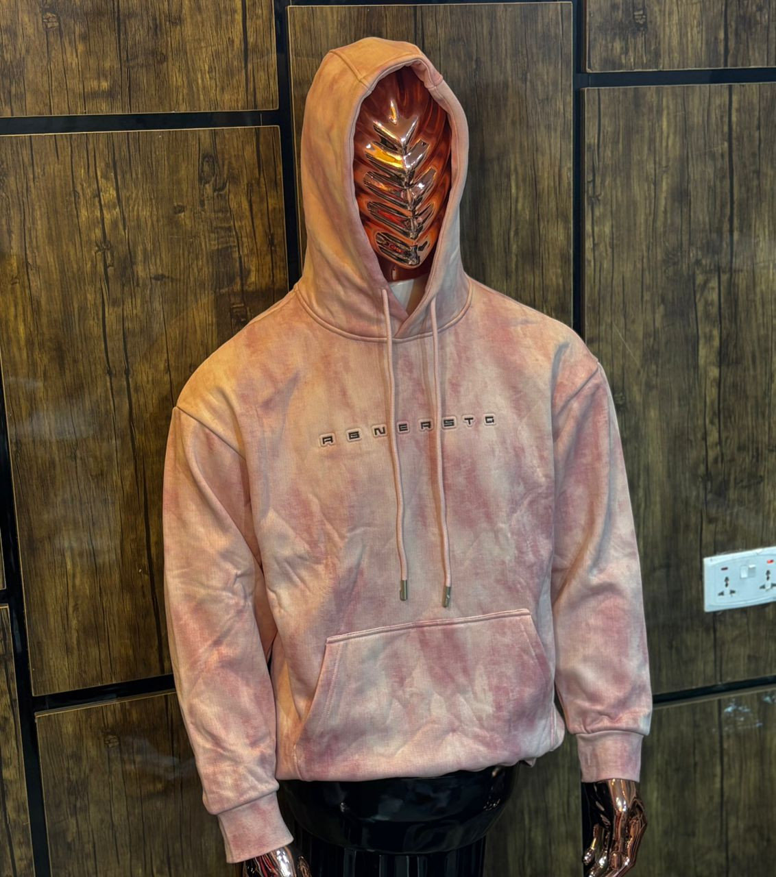 Men's Vibrant Hot Pink Oversized Hoodie - 3D Tonal Embroidery Graphic Sweatshirt - Heavyweight Fleece Pullover Streetwear - Urban Hip Hop Loose Fit Hoodie
