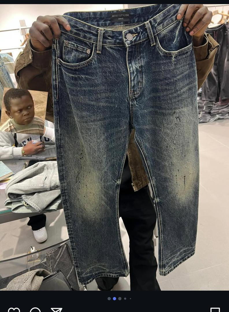 Dark Wash Paint Splatter Jeans Distressed Denim MOST STYLISH ORYX Style Streetwear Pants