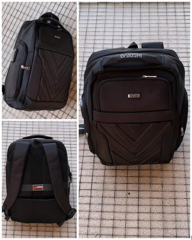 Black Perforated Tactical Backpack Men's Hard Shell Mini Backpack LVBOSHI Style Studded Crossbody Bag