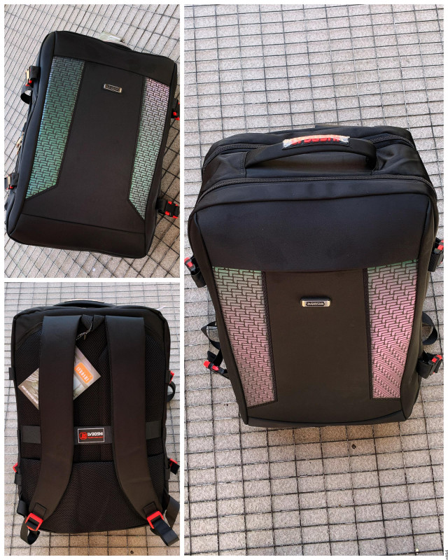 Black Perforated Tactical Backpack Men's Hard Shell Mini Backpack LVBOSHI Style Studded Crossbody Bag