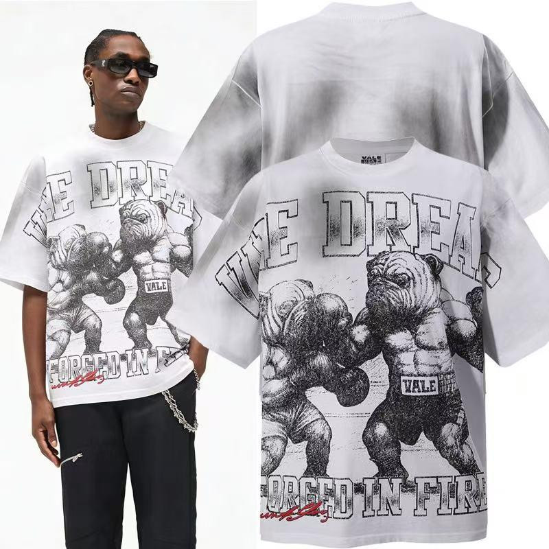 VALE Forged In Fire Bulldog Boxing Graphic Oversized Tee "The Dream" Vintage Wash Streetwear T-Shirt