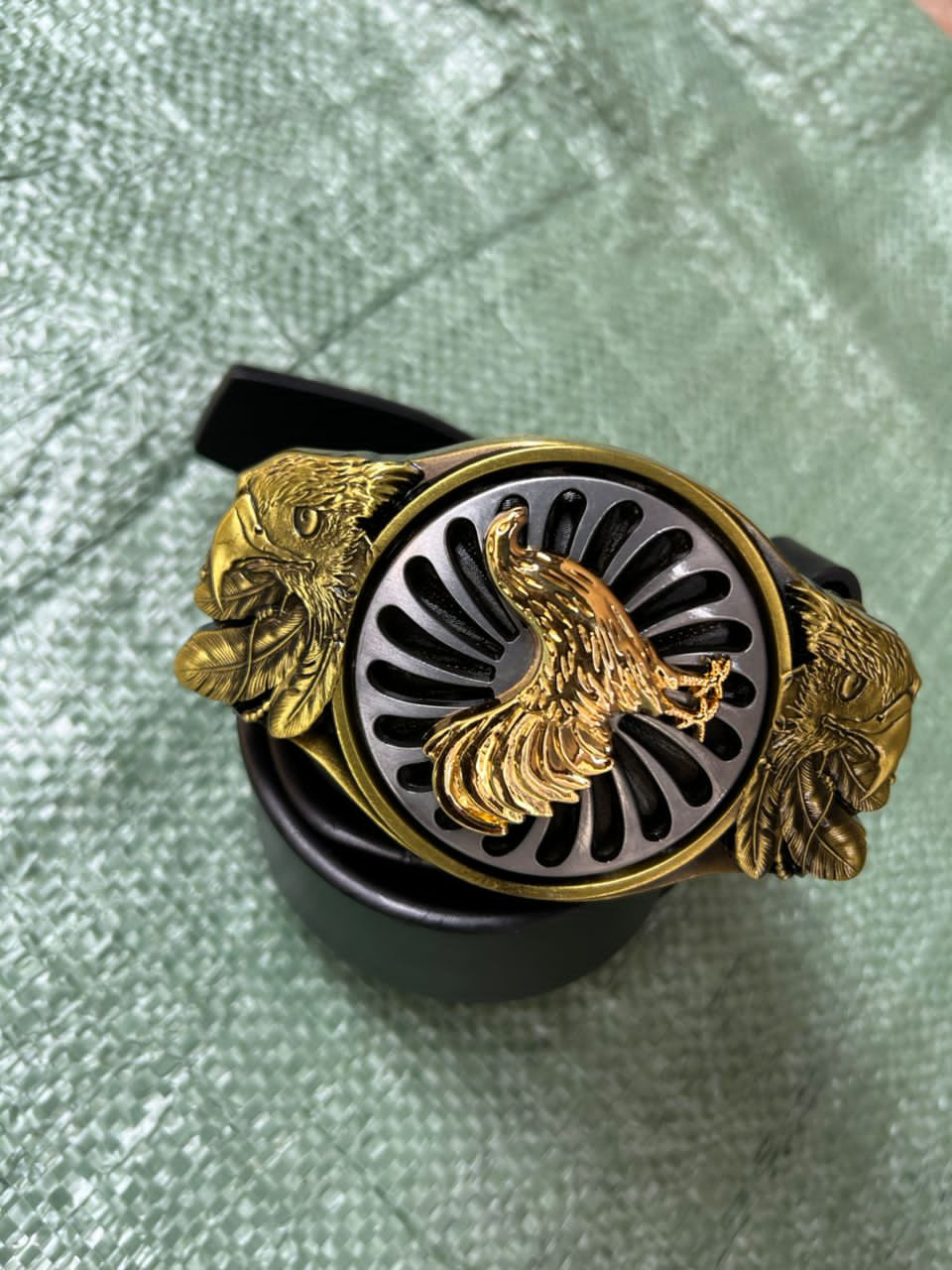 Gold Brass Oversized Belt Buckle Animal Motifs Eagle Dragon Rooster Bull Cross Custom Leather Belt