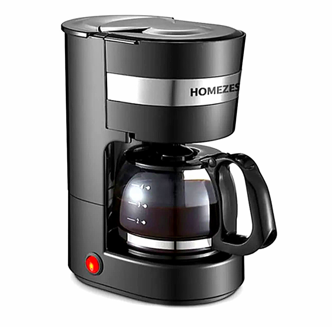 HOMEZES Compact Drip Coffee Maker – 4-6 Cup Electric Coffee Machine with Glass Carafe, One-Touch Operation, Keep Warm Function, Reusable Filter Coffee Brewer for Home & Office