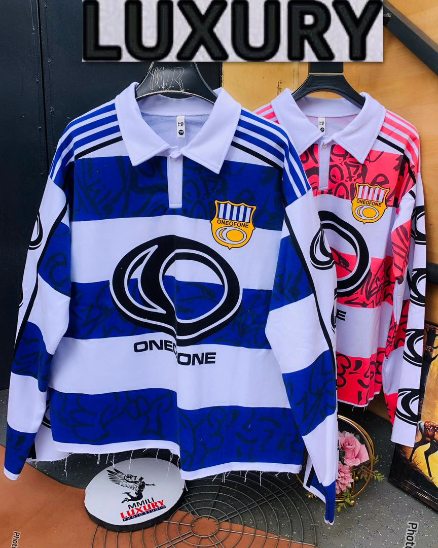 ONEFONE Luxury Graphic Long Sleeve Jersey Pink Blue Graffiti Print Soccer Polo Streetwear Top