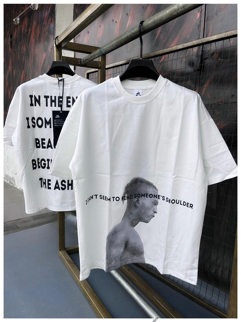 Boxy Fit White Graphic Tee - XXXTENTACION Inspired 'ALONE PART 3' Lyrics Portrait Unisex Streetwear