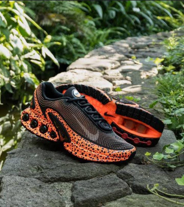 Black Orange Leopard Print Nike Air Max 720 Inspired Chunky Bubble Sole Sneakers Animal Pattern Platform Cushion Trainers Unisex Streetwear