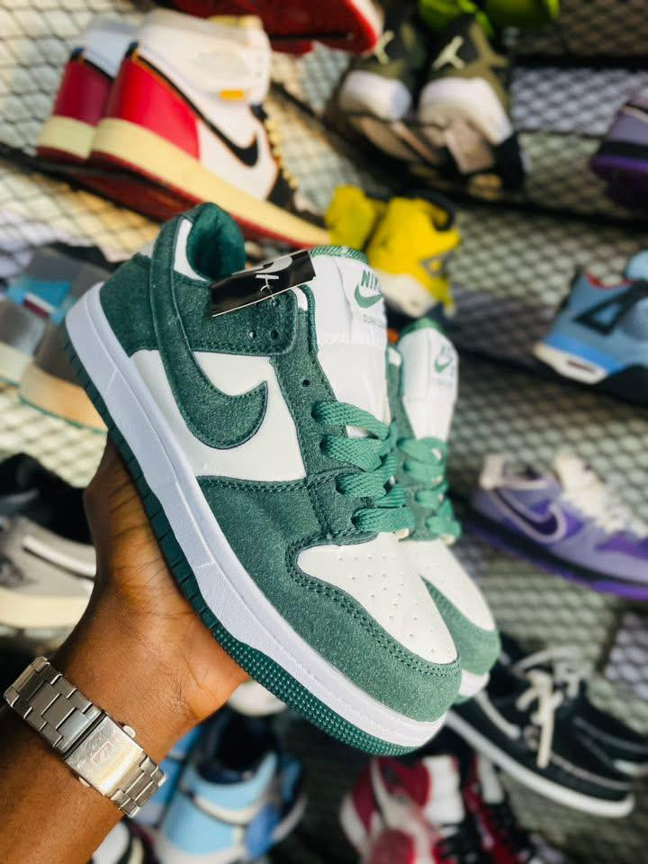 Nike Dunk Low Green Suede White Contrast Low-Top Sneakers